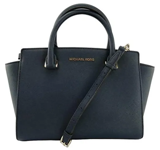 Michael Kors, borsa Selma a tracolla in pelle Saffiano, con manici in cima, Blu (blu navy)...