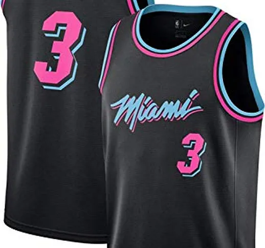 Lalagofe Dwayne Wade, Basket Jersey Maglia Canotta Miami Heat #3, Nero City Edition, Un Nu...