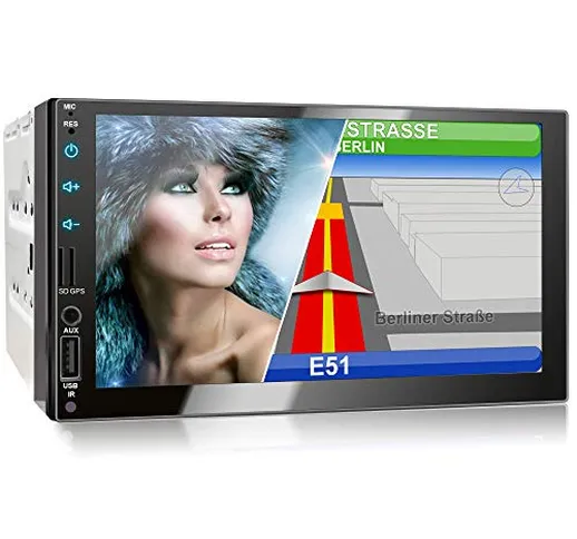 XOMAX XM-2VN751 Autoradio con mirrorlink, navigatore GPS, vivavoce bluetooth, schermo touc...