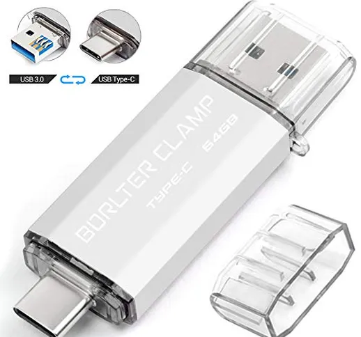 BorlterClamp 64GB Chiavetta USB 3.0 Type-C, 2 in 1 Pen Drive (USB Type C & USB 3.0) USB C...