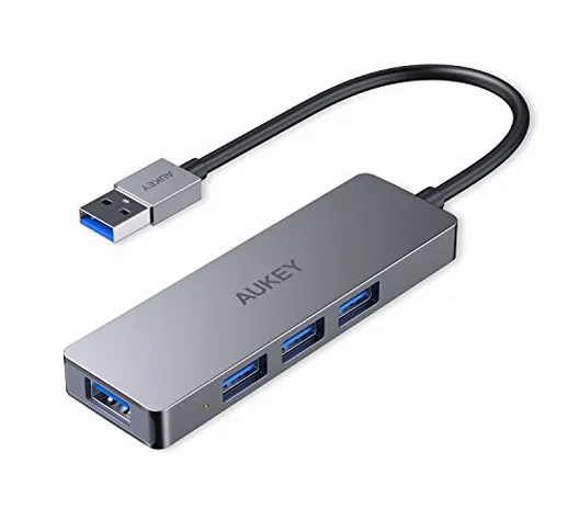 AUKEY Hub USB 4 Porte in Alluminio Super Sottile Hub USB 3.0 per Apple MacBook Air, Mac PR...