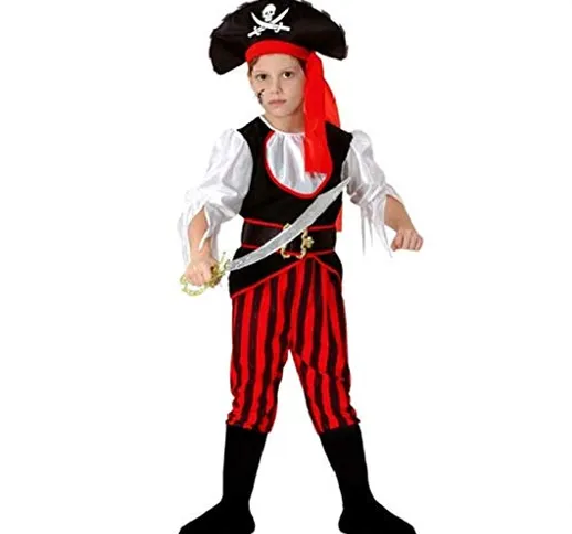EVRYLON Costume Pirata Bambino Vestito Carnevale Corsaro dei Mari Caraibi ( Taglia L ) 7 -...
