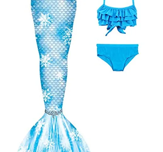 Hejin SPEEDEVE Coda da Sirena Bambina Bikini Costume da Bagno,Senza Monopinna