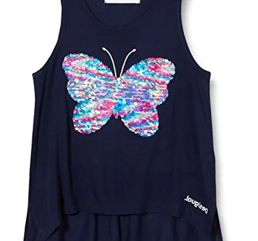 Desigual TS_Mariposa T-Shirt, Blu (Navy 5000), 164 (Taglia Produttore: 13/14) Bambina