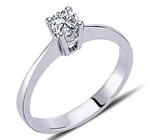 Anello di fidanzamento in oro bianco 14 carati con diamante solitario da 0,30 carati