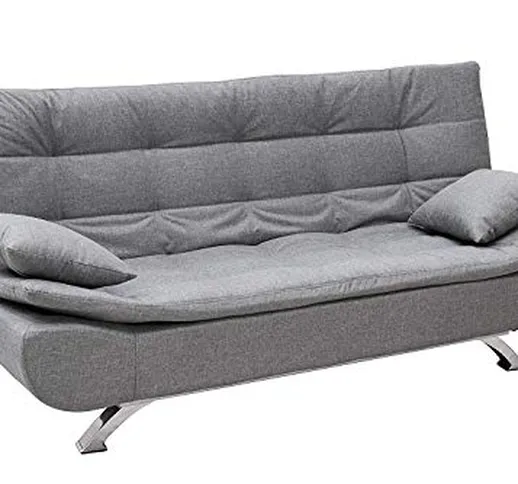 Bricozone Divano Letto Sofa 3 Posti in Tessuto con 2 Cuscini, Divano Letto per Salotto Sog...