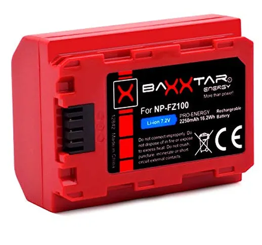 Baxxtar Pro Batteria NP-FZ100 (Generazione IV - 2250mAh) - compatibile con Sony Alpha A1 7...
