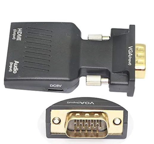 VGA a HDMI,Adattatore VGA maschio a HDMI femmina con 3.5mm Audio HD 1080P per PC desktop,...