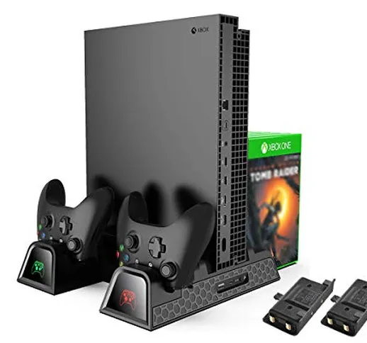 Xbox One Supporto Verticale e Ventola di Raffreddamento - PeakLead stazione di ricarica Ca...