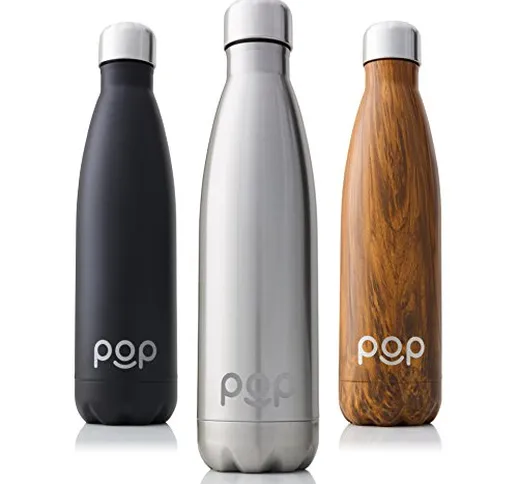 POP Design Bottiglia con Isolamento Termico in Acciaio Inossidabile, Mantiene Il Freddo pe...