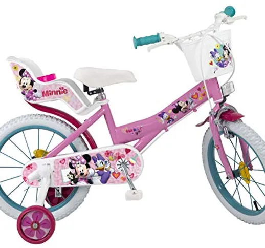 TOIMSA - Bicicletta per Bambini, Motivo Minnie, 16"(40,6 cm), Colore: Rosa