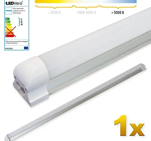 LEDVero 1x SMD LED Tubo 120cm integrato Bianco freddo - Tubo fluorescente T8 G13 - Cover o...