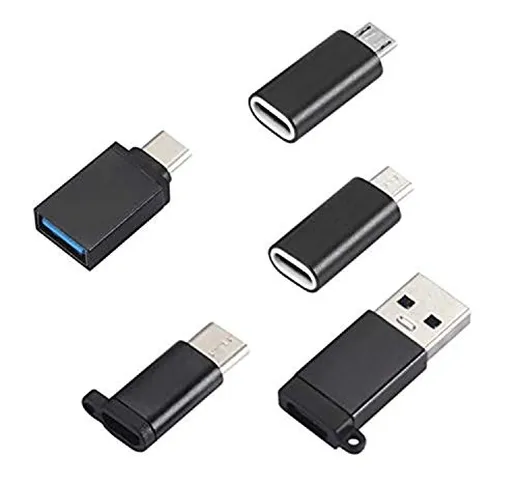 Set di 5 adattatori USB-C a USB 3.0, FDG USB-C (maschio) a USB A (femmina), Micro USB e su...