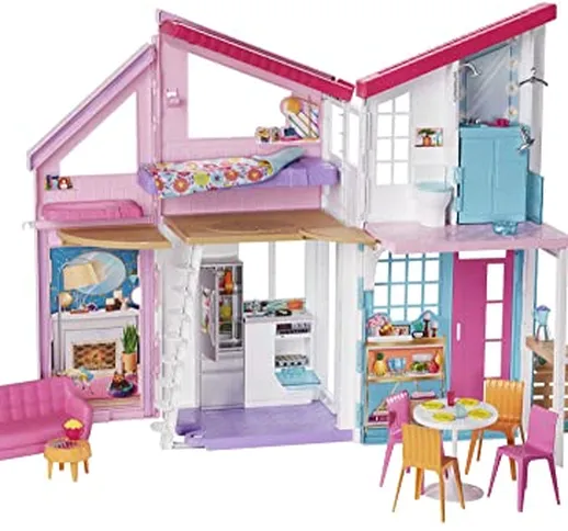 Barbie - Casa di Malibu - Casa di Barbie Malibu - Playset Trasformabile con Plug-and-Play...