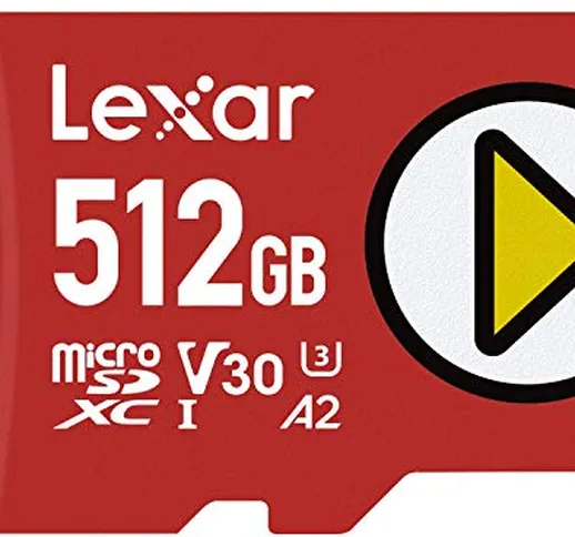 Lexar PLAY Micro SD 512 GB, Scheda microSDXC UHS-I, Lettura Fino a 150MB/s, Compatibile co...