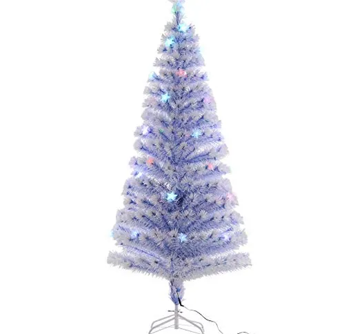 Homcom, albero di Natale artificiale in fibra ottica, decorazione stagionale con 26 luci L...