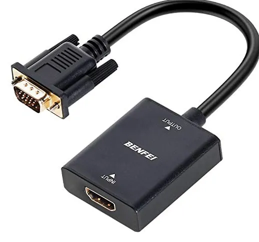 Adattatore da HDMI Ingresso a VGA Produzione,BENFEI HDMI Femmina a VGA Maschio Con jack au...