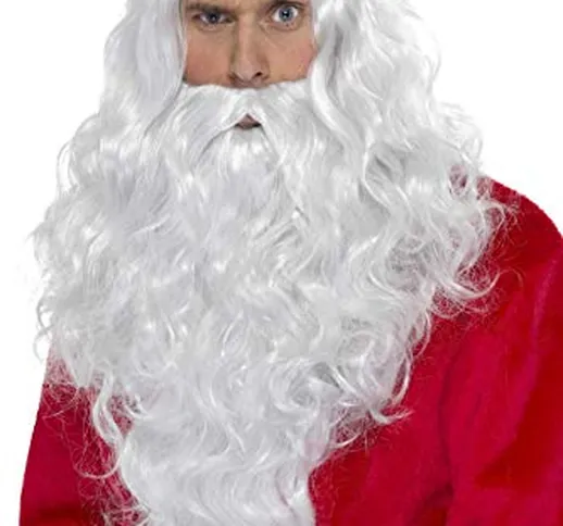 Smiffy's-Smiffys Kit Babbo Natale, Bianco, con parrucca e barba Uomo, Taglia Unica, 38317