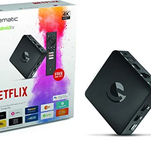 Strong TV box Ematic SRT202 Ultra-HD 4K Android, con Cavo HMDI, Google Playstore, Netflix,...