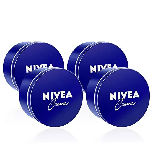 NIVEA Creme Crema multiuso classica in confezione da 4 x 250ml, Crema nutriente a base di...