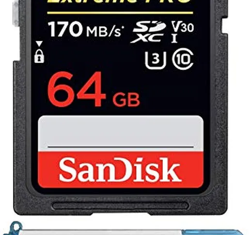 SanDisk 64GB SDXC Extreme Pro Memory Card Works with Canon EOS R, M50, M100 Mirrorless Cam...