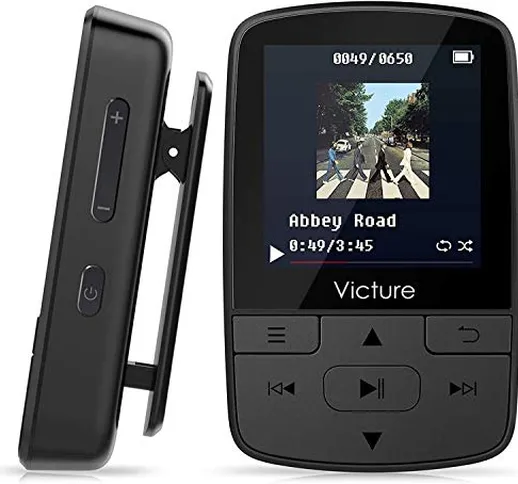 Victure Lettore MP3 Bluetooth con Clip 8GB MP3 Player con Radio FM, MP3 Player per Sport e...