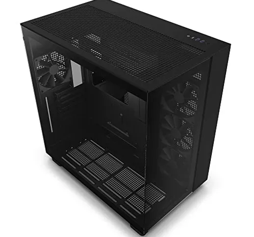 NZXT H9 Flow - Case da gioco ATX Mid-Tower a doppia camera, pannello superiore perforato a...