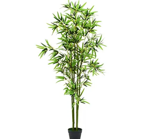 vidaXL Pianta di Bambù Artificiale Vaso 175 cm Verde Decorazione Pianta Finta