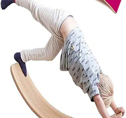 DSZZ Health Bambini Kid Waldorf Wobble Balance Board Yoga Legno Curvy Tutto Come Altalena,...