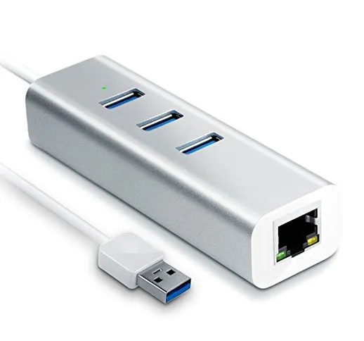 CSL - USB 3.0 HUB 3 Port con Adattatore di Rete Gigabit Ethernet 10 100 1000 Mbps LAN RJ-4...