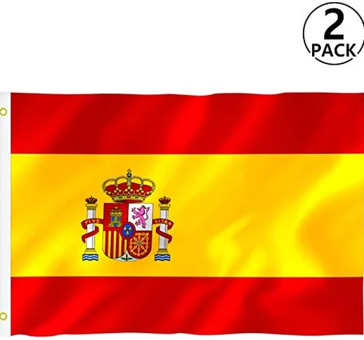 PK - Bandiera della Spagna grande, 90 x 150 cm, confezione da 2 pezzi, ideale per giardini...