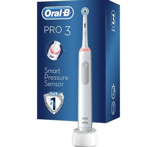 Oral-B Pro 3-3000 Spazzolino Elettrico 3 Modalità di spazzolamento, Sensore di Pressione,...
