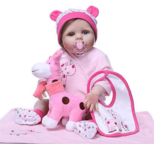 Minidiva Reborn Baby Dolls, Bambole qualità Ragazze 55 cm Morbido Pieno Vinile Silicone Li...