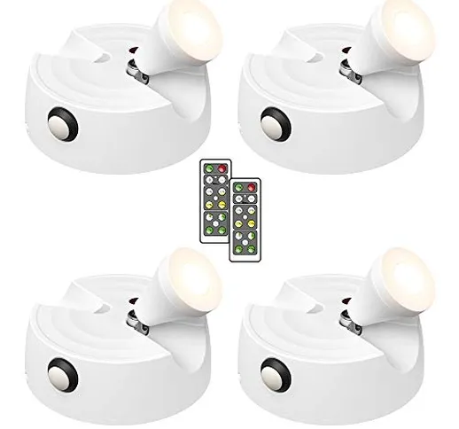 Olafus 4 Pezzi Lampada LED per Quadri a Batteria 200LM 2700K Lampadina LED Quadri Orientab...