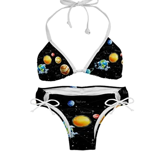 Sistema Solare Pianeta Donne Bikini Costume Da Bagno Bikini Imposta, Multicolore, taglia u...