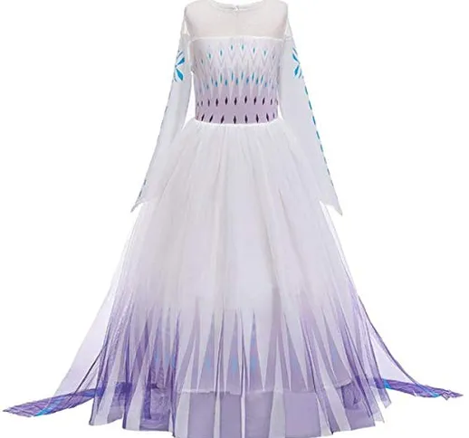 O.AMBW Vestito da Principessa Elsa Costume Regina del Ghiaccio delle Nevi Abito Accessori...