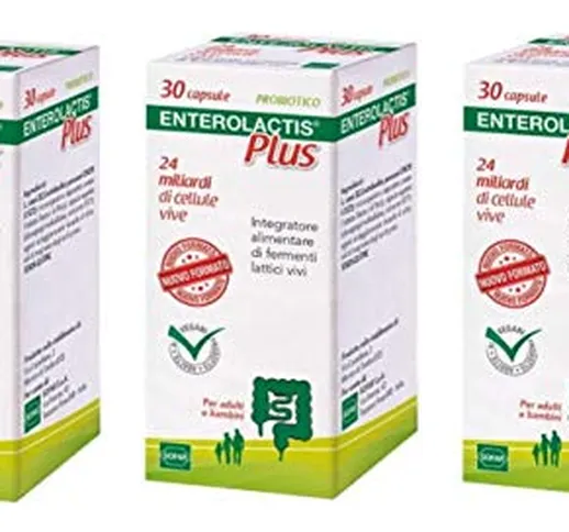 BUYFARMA PROMO PACK - 3X Enterolactis Plus 30 Capsule - Integratore di Fermenti Lattici da...