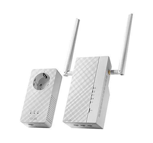 Asus PL-AC56 Kit Powerline 2pz 1200 Mpbs, ripetitore Wireless AC1200 MIMO, 2 Antenne ester...