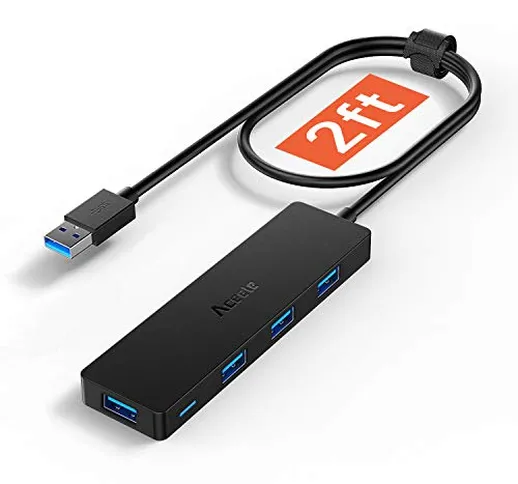 Aceele Hub USB 3.0 4 Porte Ultrasottile con Cavo Esteso da 65CM SuperSpeed 5Gbps per MacBo...