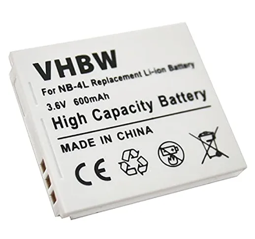 vhbw batteria Li-Ion sostituisce CANON NB-4L compatibile con DIGITAL IXUS 115HS, 115 HS, 2...