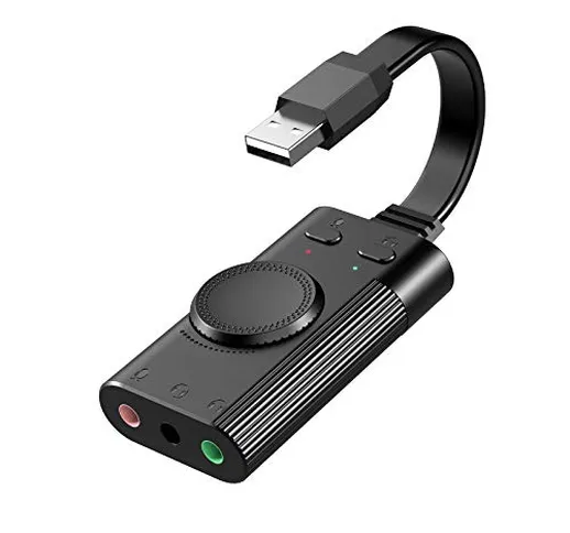 Techrise Scheda audio USB, adattatore convertitore splitter audio USB esterno, con control...