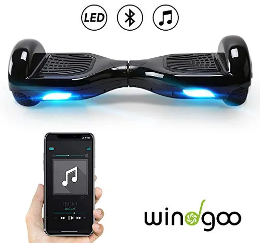 Windgoo Hoverboard Scooter Elettrico Autobilanciato, con Bluetooth e Luci LED, Ruote 6,5 P...
