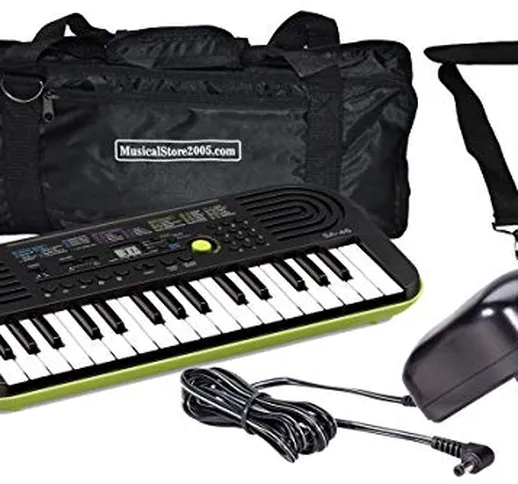 Casio SA-46 Originale - Mini Tastiera polifonica 8 Voci e 32 tasti Nera/Verde + Borsa Cust...