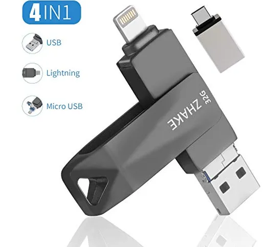 ZHAKE Chiavetta USB per iPhone Memoria USB 32GB 3.0 Photo Stick Flash Drive, PenDrive per...