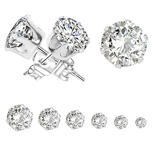 Yohong Set Orecchini Donna Uomo Diamante Nichel Free Anallergici, Orecchini Punto Luce Zir...