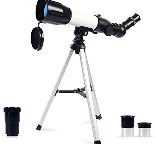 Upchase Telescopio Astronomico,Telescopio Rifrattore bambini,360/50mm HD, Portatile Treppi...