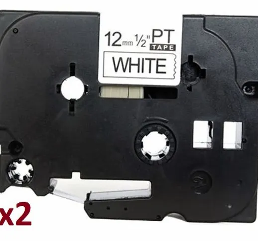 2 x TZe231 (12mm x 8m) Nero su Bianco Nastro laminato compatibile per Brother P-Touch PT-1...