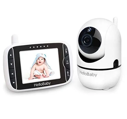 HelloBaby Baby Monitor con Telecamera Remota Pan-Tilt-Zoom Schermo LCD da 3,2 Pollici Aggi...