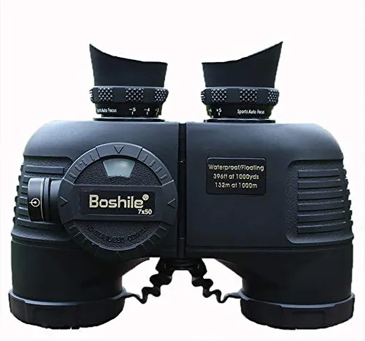 WBOSHI 7x50 Binocolo Marino per Adulti, Impermeabile HD con Bussola a telemetro BAK4 Prism...