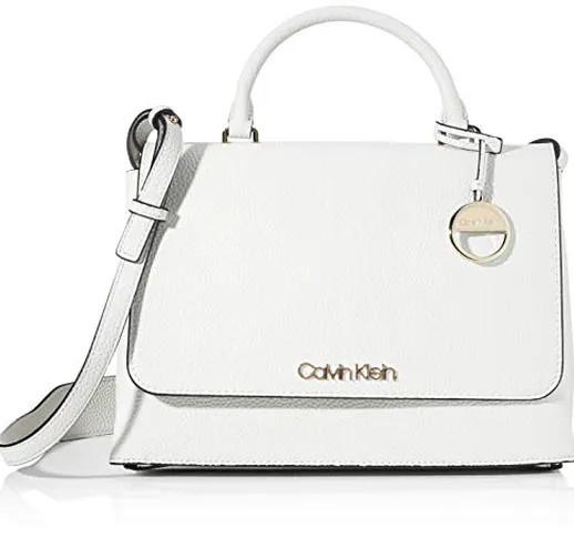 Calvin Klein Sided Top Handle - Borse a secchiello Donna, Bianco (White), 1x1x1 cm (W x H...